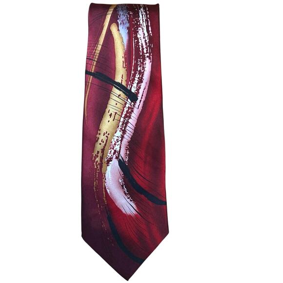 J. Garcia Other - Jerry Garcia Capillaries Collection Fifty-Two Silk Tie Maroon Gray Gold 61”